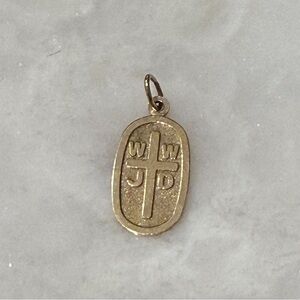 VTG 14K Gold WWJD Shiman Cross Pendant Charm1.25g Religious Christian Charm Y2K